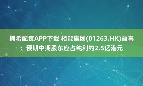 楠希配资APP下载 栢能集团(01263.HK)盈喜：预期中期股东应占纯利约2.5亿港元