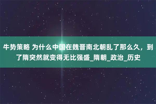 牛势策略 为什么中国在魏晋南北朝乱了那么久，到了隋突然就变得无比强盛_隋朝_政治_历史