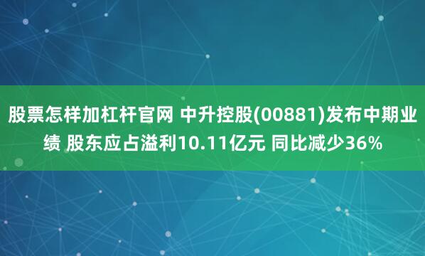 股票怎样加杠杆官网 中升控股(00881)发布中期业绩 股东应占溢利10.11亿元 同比减少36%